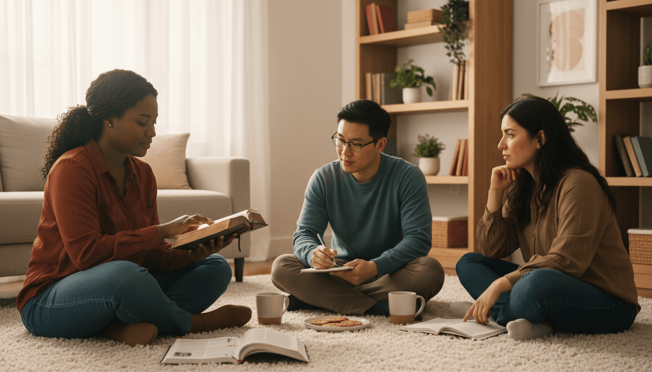 Small group reading scripture together